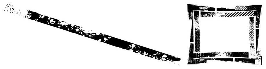 abstract black ink splatter streaks and geometric frame vector