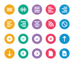 Rounded color glyph icons set for User interface.
