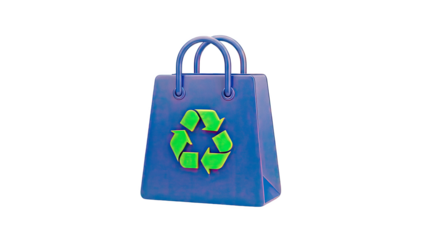 Blue Shopping Bag with Green Recycling Symbol