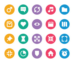 Rounded color glyph icons set for User interface.