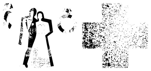 couple embracing abstracted silhouette