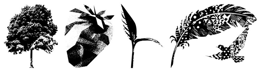 tree deer leaf feather vector