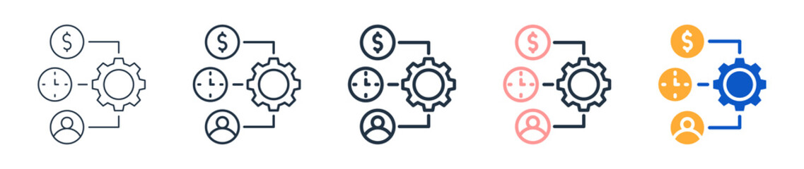 Obraz premium Resource Planning different style icons set vector illustration. 