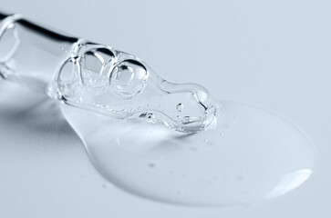 Transparent cosmetic product for skin care. Copy space