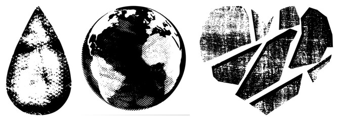 water drop earth globe broken glass