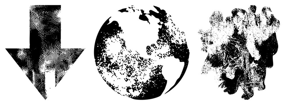 fingerprint arrow globe crowd silhouette