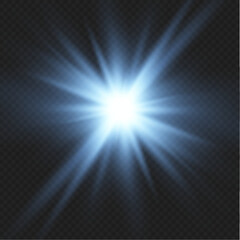 Cold Blue Star Flare on Dark Background