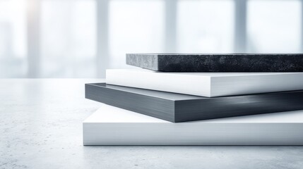 Medium shot showcasing the pressing of aluminum panels emphasizing smooth surfaces and exact edges for modern construction projects.