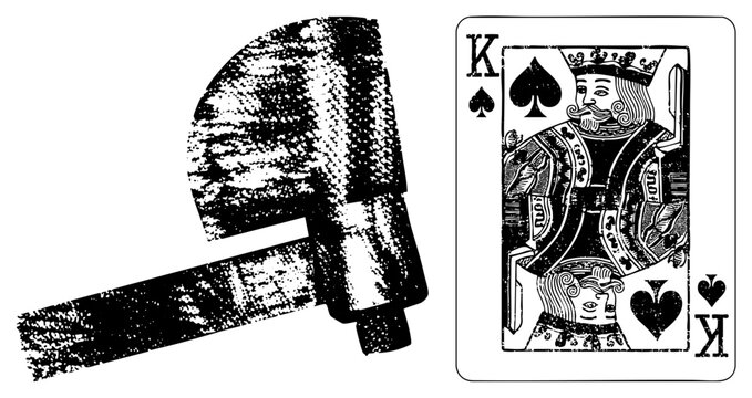 king of spades playing card with hammer