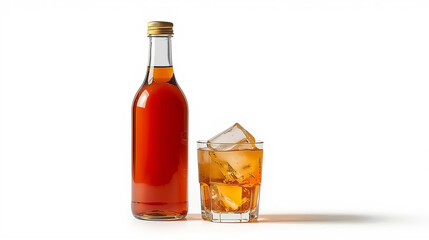 Golden Beverage Bottle Ice Glass