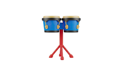 Blue Bongo Drums on Red Stand