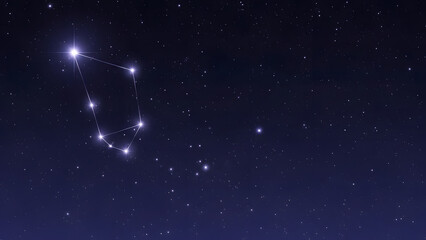 Orion constellation in the night sky with stars and space