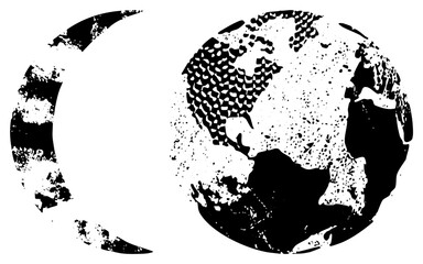 earth globe and moon vector graphic