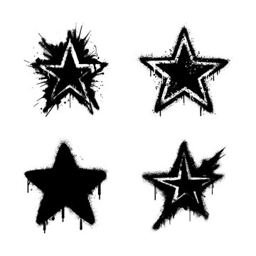 Black spray paint star shapes with graffiti drip and splatter effects