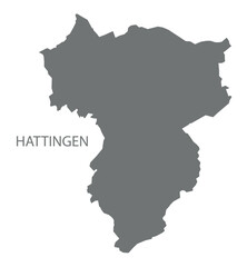 Hattingen city map with boroughs grey illustration silhouette shape