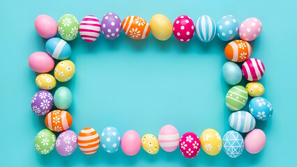 Happy easter sunday celebration with colorful easter eggs frame