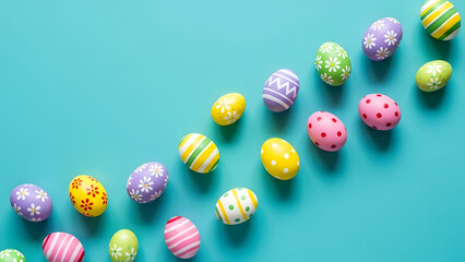 Happy easter sunday celebration with colorful decorated eggs