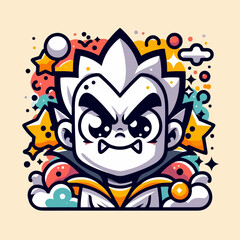 Cartoon illustration of a person making a fierce face