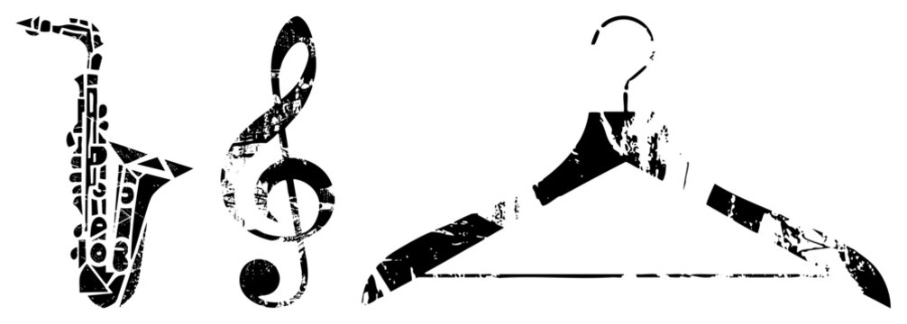 saxophone treble clef clothes hanger vector