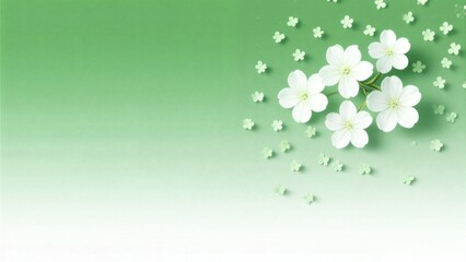 Elegant White Flowers on Green Gradient Background