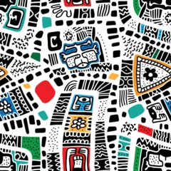 Fotobehang Afrikaanse Motieven seamless pattern with african motifs  © selim