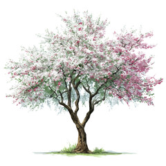 watercolor of Almond Tree, vector, isolated on a white background.