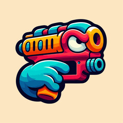 Illustration of a cool cartoon gun