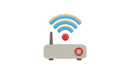 Cartoon Wi-Fi Router with Signal Waves