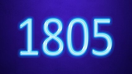 Glowing blue number design of 1805 on blue background.