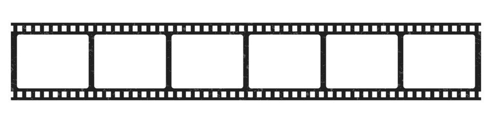 Set of old Film strip reel icon. Cinema or movie roll with frames. Video or movie filmstrip overlay, cinema or photograph camera long film strip with transparent screen