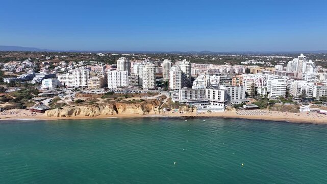 Aerial from the city Armacao de Pera in the Algarve Portugal