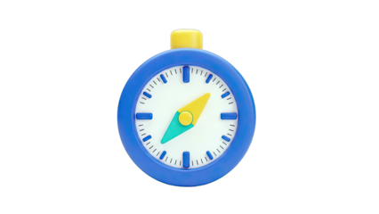 Blue and yellow cartoon compass