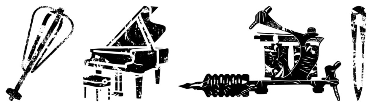 musical instruments and tools vector set