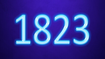 Glowing blue number design of 1823 on blue background.