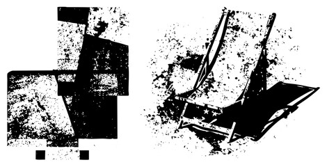 Abstract geometric shapes and stylized chair vector illustration