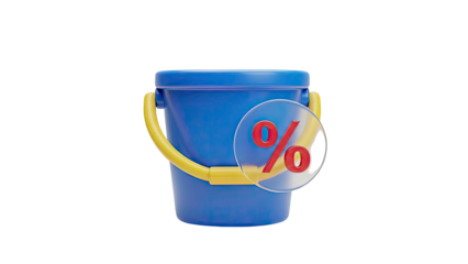 Blue bucket with percentage sign