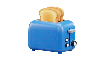 Blue Toaster with Sliced Bread