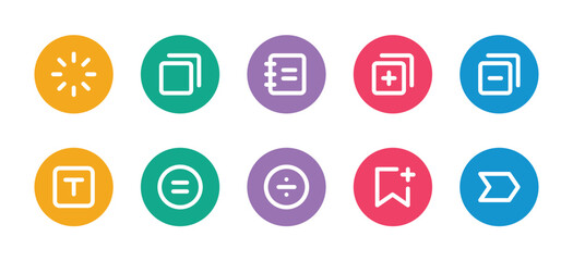Rounded color outline icons set for User interface.