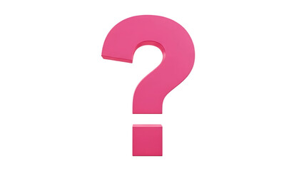 3D glossy pink question mark icon on white background