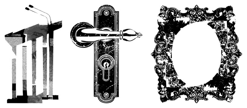 podium microphone door handle ornate frame