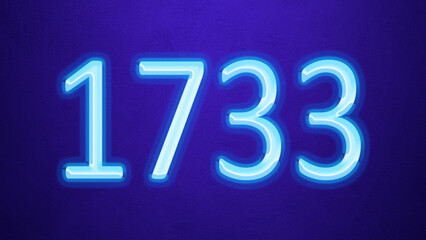 Glowing blue number design of 1733 on blue background.