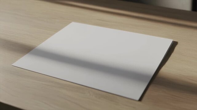 Blank white square paper sheet on a light surface perfect for mockups, backgrounds, presentations, desktop wallpapers, and design projects.
