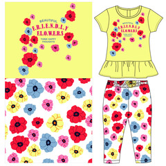 flower print girls top with legging