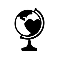 Obraz premium Black and white globe illustration symbolizing global perspective and worldwide connections