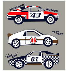 sports car illustration t shirt print 