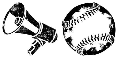 megaphone and baseball vector illustration