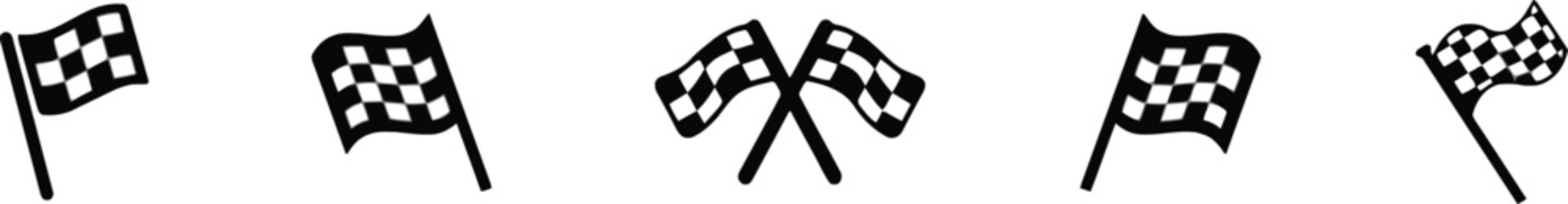 Set of Checkered Flag Icon on Transparent Background Racing Symbol Finish Line Victory Concept Competition Motorsport Championship Sport Simple Design Elements Vector Isolated Graphic © Baizid