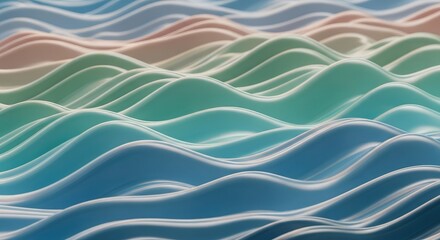 Vibrant wavy lines in shades of blue green and brown creating a dynamic abstract pattern with a sense of movement and energy