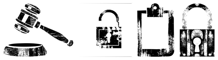 gavel lock clipboard padlock vector
