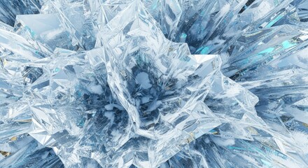 Obraz premium Large crystal formation with sharp facets and iridescent sheen in shades of blue and white